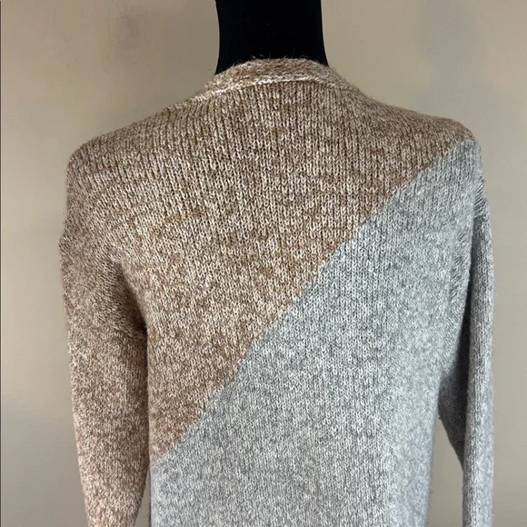 CAbi Tilt Cardigan Cotton Blend Oversized Sweater Tan and Gray XXS - Picture 6 of 15